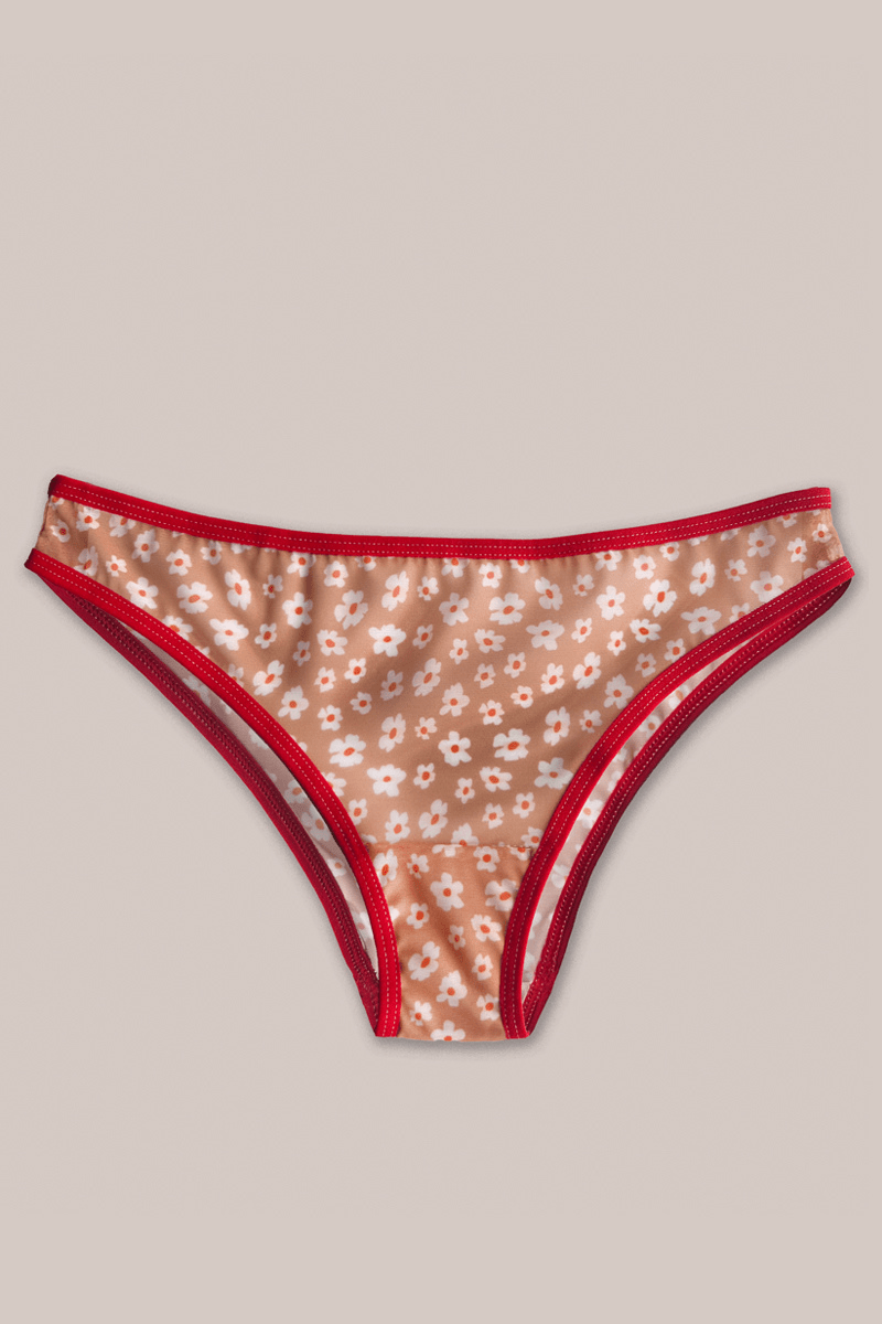 Flat lay picture of ENDER LEGARD PIXIE briefs in beige floral pattern called Summer Breeze