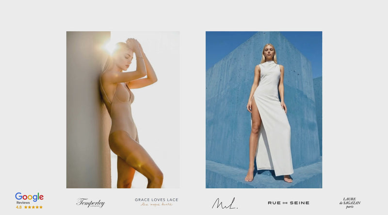 Low side-cutout backless shapewear bodysuit in nude mesh. Patented bust support without a bra back strap or VPL.